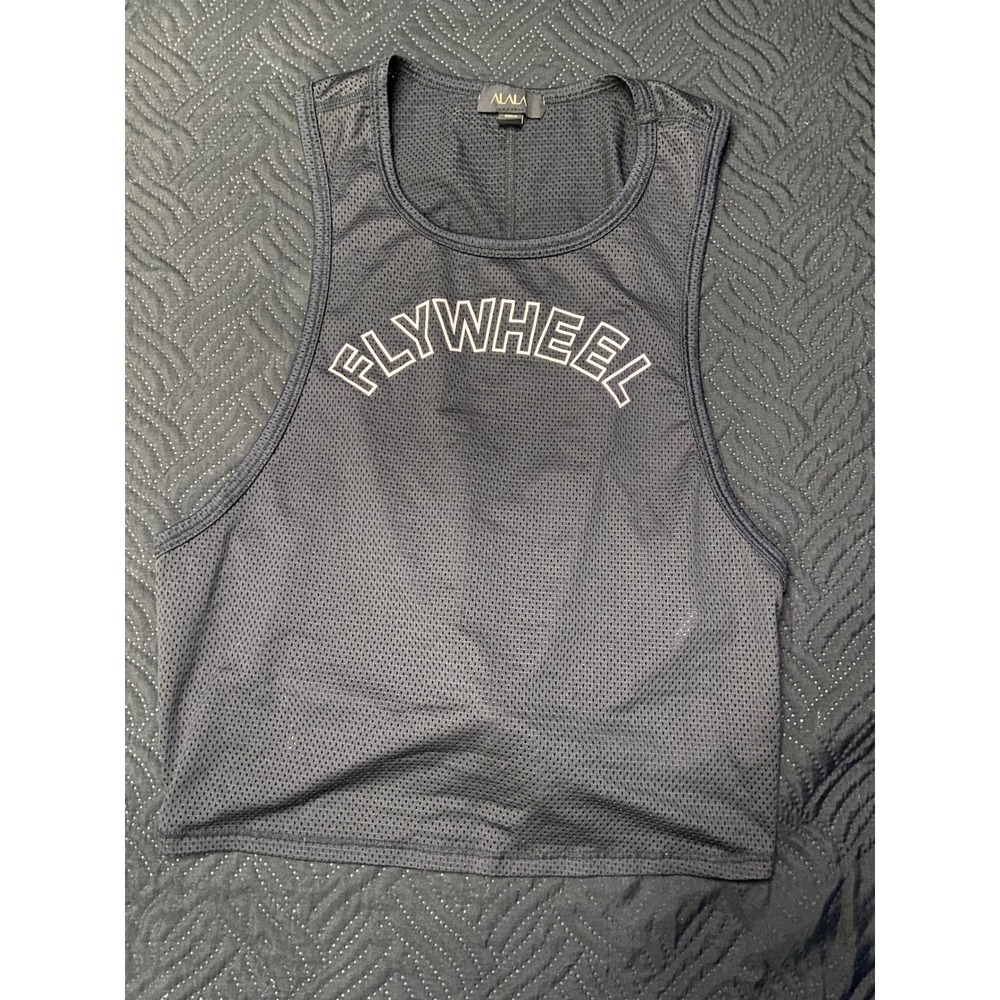 Alala Flywheel Mesh Crop Tank Top Black Twisted Back S Womens Athletic Workout